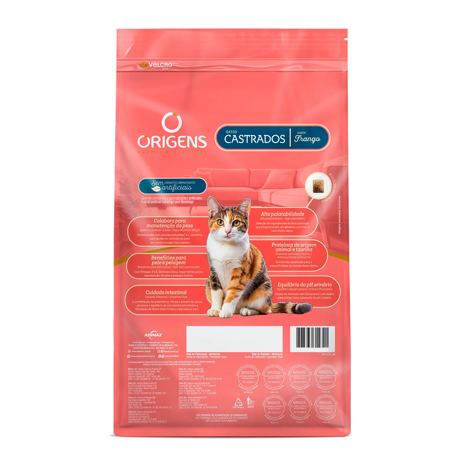 Ração Origens Gatos Castrados Frango